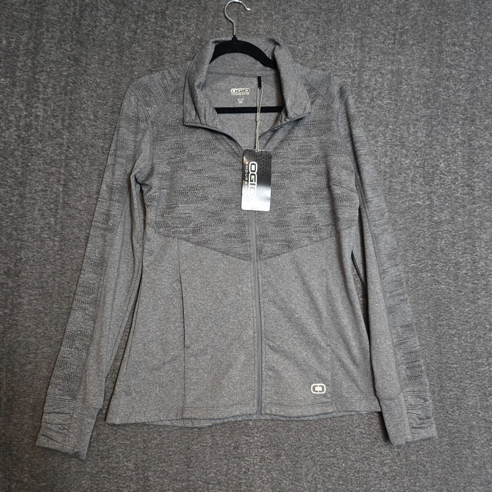Ogio‎ Woman's Sonar Full Zip Sweater Grey Heather Sz Small Golf Running Sports